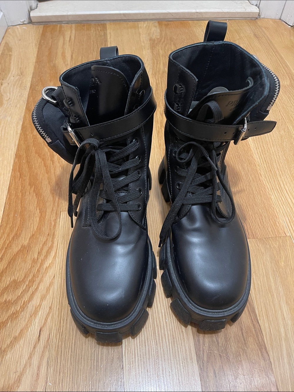 Monolith leather and re nylon boots with pouch